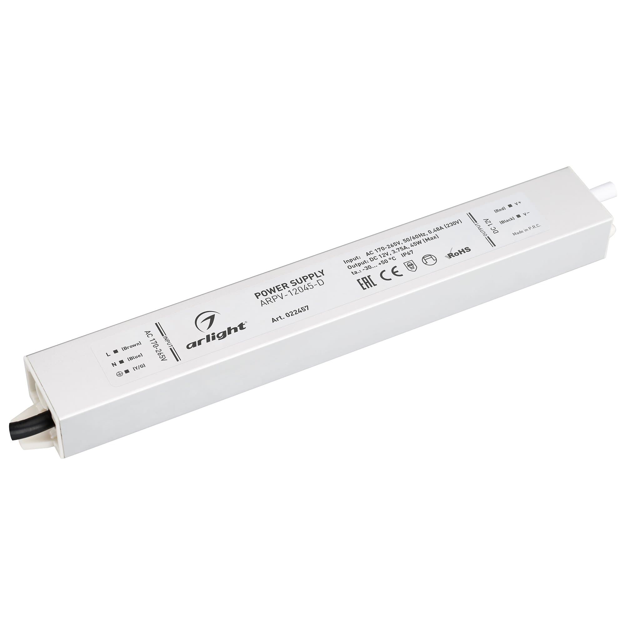 Arlight Блок питания ARPV-12045-D (12V, 3.8A, 45W) (IP67 Металл, 3 года) 022457 — миниатюра 1