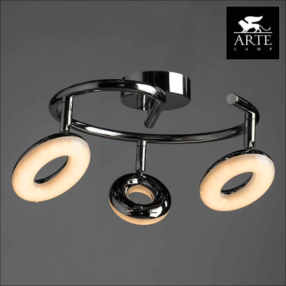 Arte Lamp Ciambella Хром/Белый Спот 3x4W 3xLED 3x320lm A8972PL-3CC — миниатюра 2