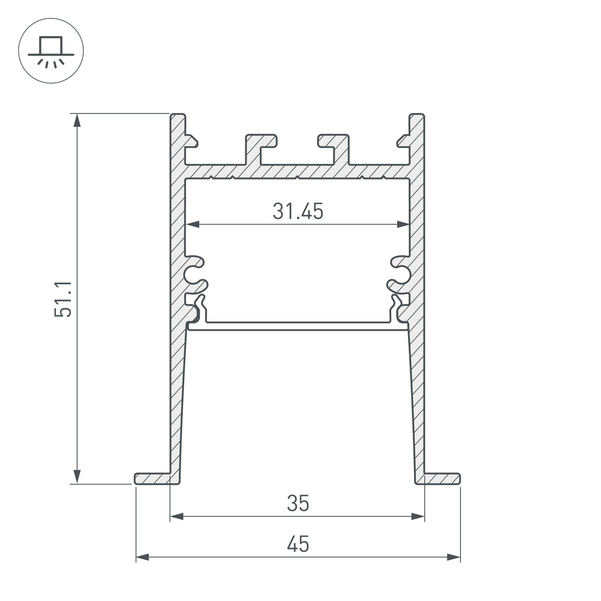 Arlight Профиль SL-COMFORT-4551-F-2000 ANOD (Алюминий) 031767 — миниатюра 3