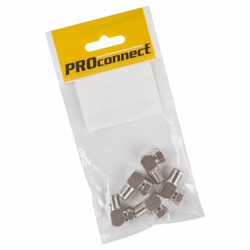 PROconnect Переходник антенный, (штекер F - гнездо F), угловой, (5шт.) (пакет) 05-4203-4-9