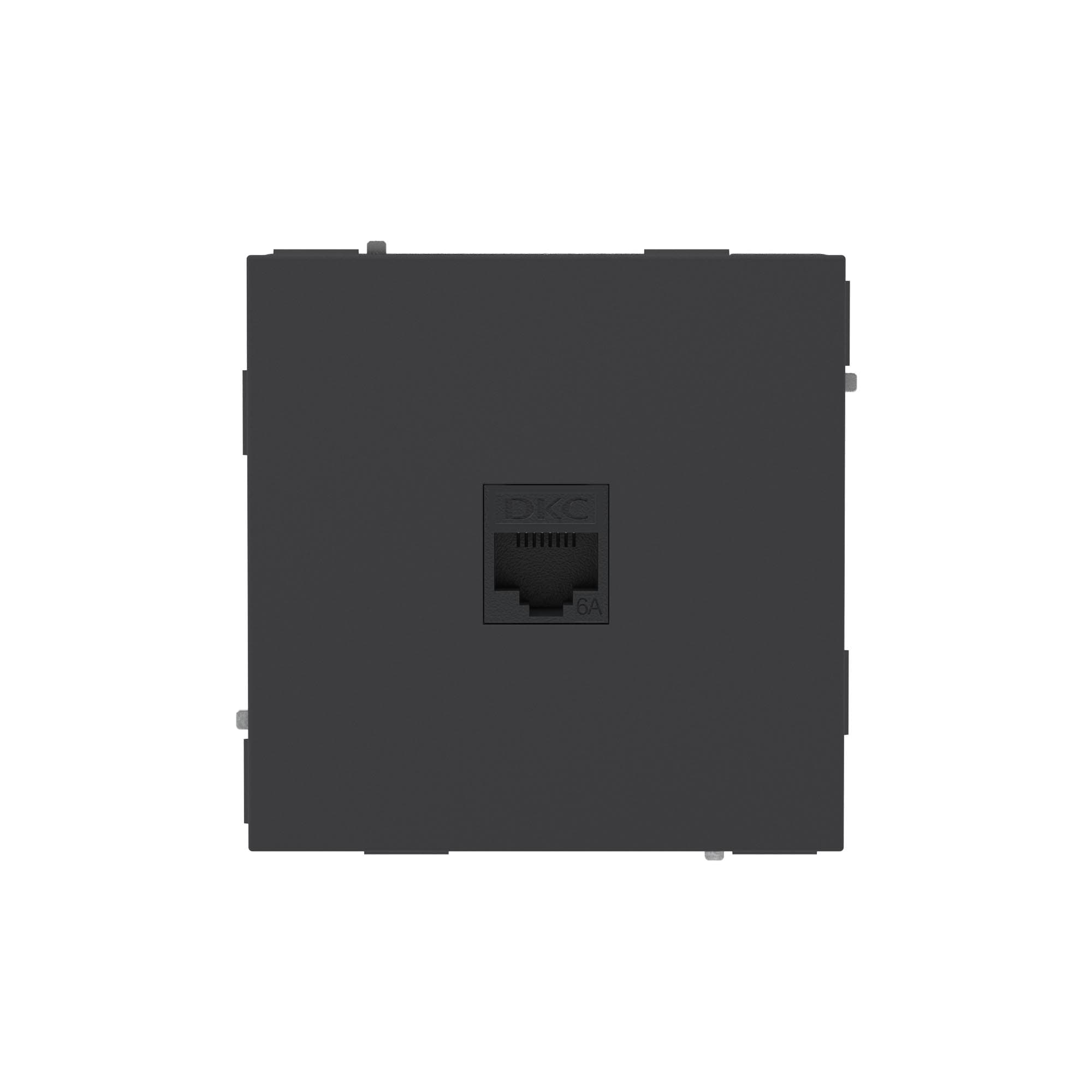 DKC KANT Компьютерная розетка RJ-45 без шторки, кат.6А одинарная,черный уголь — миниатюра 1