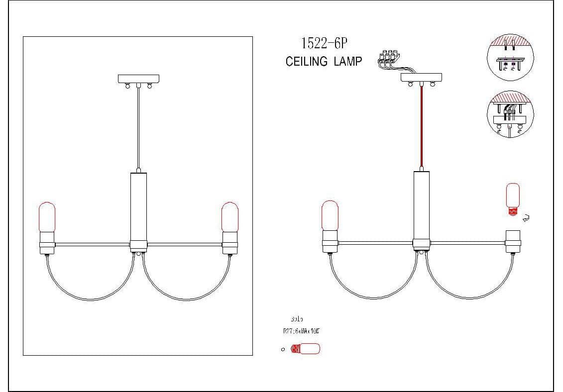 Favourite Nano Коричневая Люстра 6*E27*60W 1522-6P — миниатюра 2