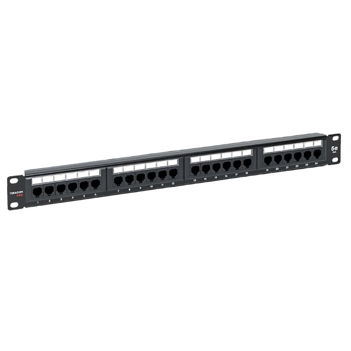 EKF TeraLINK PRO Патч-панель TeraLINK PRO 19'' Cat.5E 1U неэкранированная UTP 24 порта RJ-45 Dual IDC