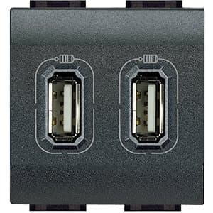 BT LL Разъем д/зарядки 2хUSB антрацит L4285C2 — миниатюра 1