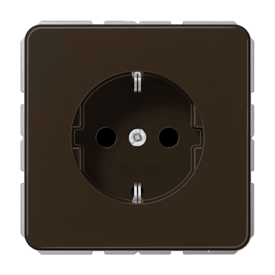 JUNG Коричневая Розетка штепсельная Schuko 16A 250V с защитой от детей, центральная плата CD1520BFKIBR