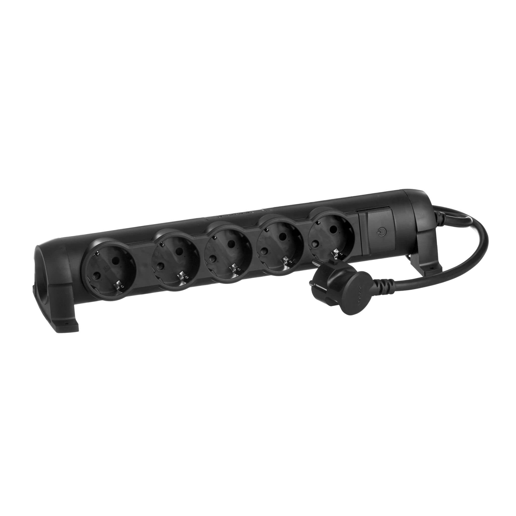 Legrand Комфорт Черный Удлинитель 5x2К+З с выкл., кабель 1,5м, фиксир. поворотный блок, возможно крепление к стене 694607 — миниатюра 5
