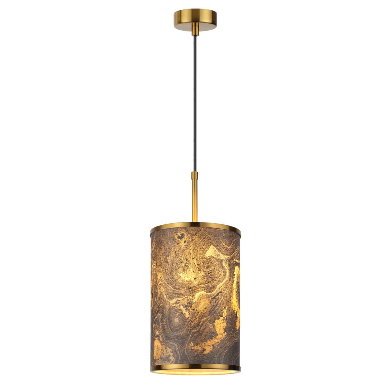 Odeon Light 5064/1A MODERN ODL24 404 античн.бронза/серо-беж./металл/натур.камен."шпон" Подвес E27 LED 1*10W BERGI