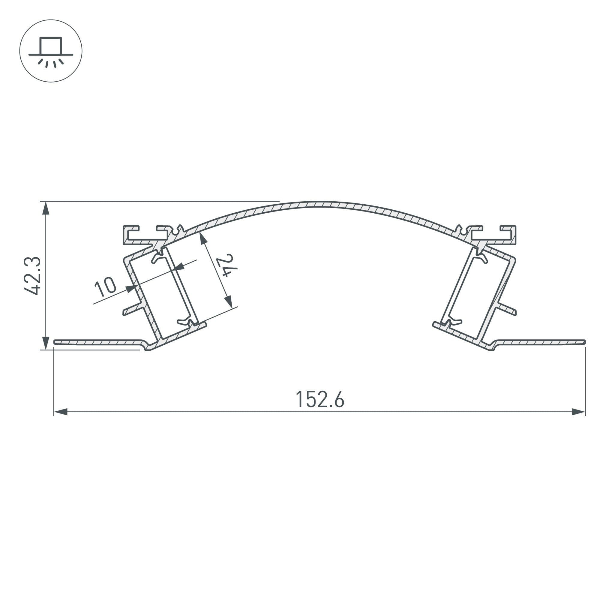 Arlight Профиль с экраном ALM-ARC-DOUBLE-2000 ANOD+FROST (Алюминий) 029852 — миниатюра 3