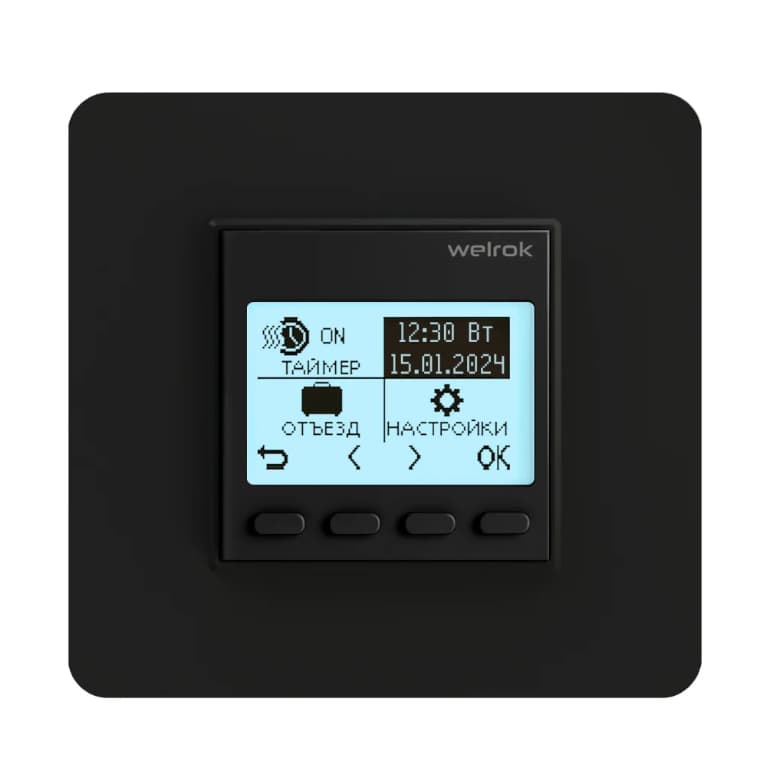 Welrok pro bk Терморегулятор 16 А, 3000 ВА, пол 5..60 °С, возд. 5…35 °С — миниатюра 1