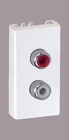 Simon Connect Алюминий Плата с 2-мя разъёмами RCA (чёрный, красный), винты, 22,5х45мм K101B-8