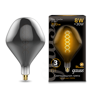 Gauss Лампа Filament SD160 8W 300lm 2400К Е27 gray flexible LED 163802008 — миниатюра 1