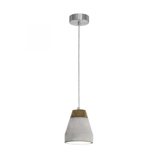Eglo Подвес TAREGA, 1х60W(E27), Ø150, сталь, cерый/дерево, бетон, коричневый, серый 95525 — миниатюра 1