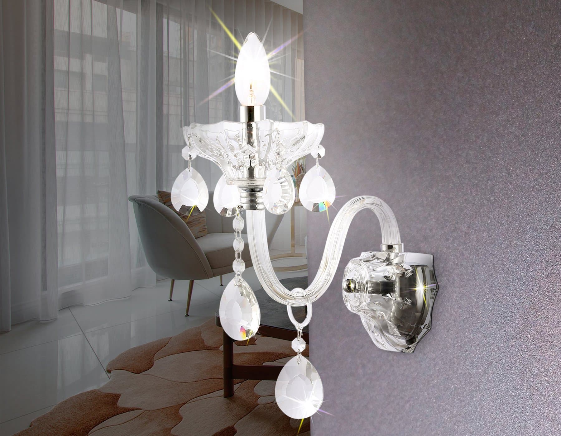 Ambrella Настенный светильник с хрусталем TR4911 CH/CL хром/прозрачный E14 max 40W 294*160*246 — миниатюра 6
