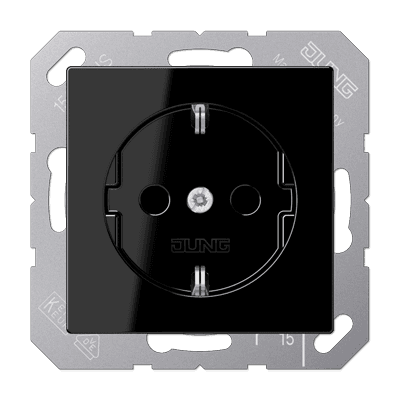 JUNG SCHUKO Штепсельная розетка 16A 250V~ термопласт чёрный A1520BFSW