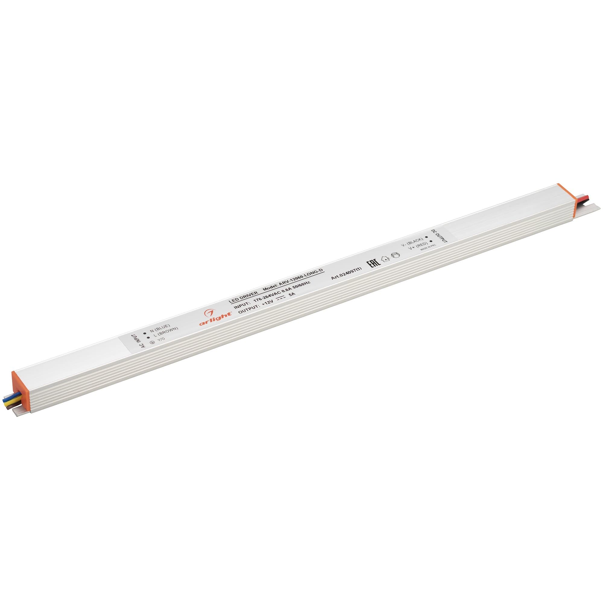 Arlight Блок питания ARV-12060-LONG-D (12V, 5A, 60W) (IP20 Металл, 2 года) 024097(1) — миниатюра 1