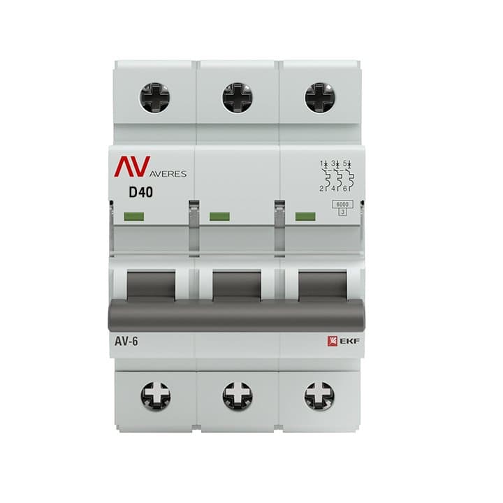 EKF Averes AV-6 Автоматический выключатель (D) 3P 40А 6kA mcb6-3-40D-av — миниатюра 2