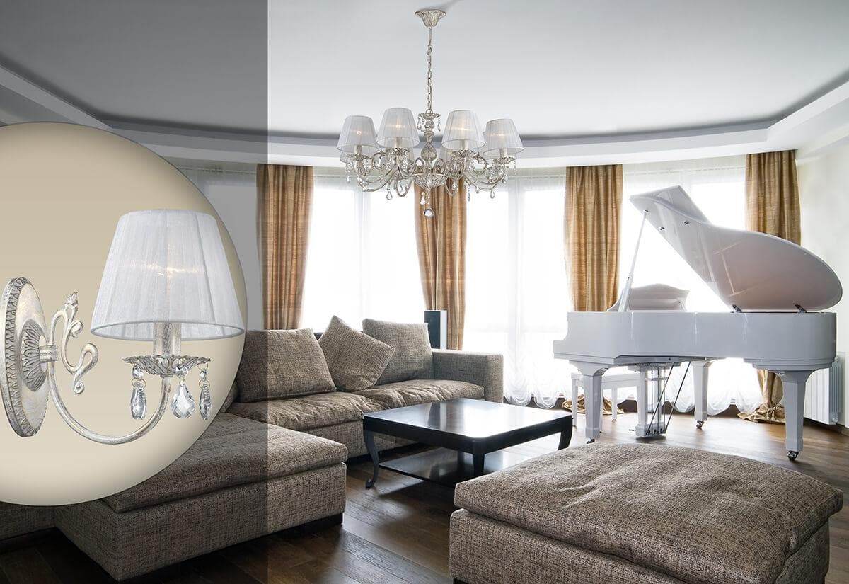 Odeon Light 3229/5 ODL16 019 белый/зол.патина/ткань/хрусталь Люстра E14 5*40W 220V MAGALI — миниатюра 3
