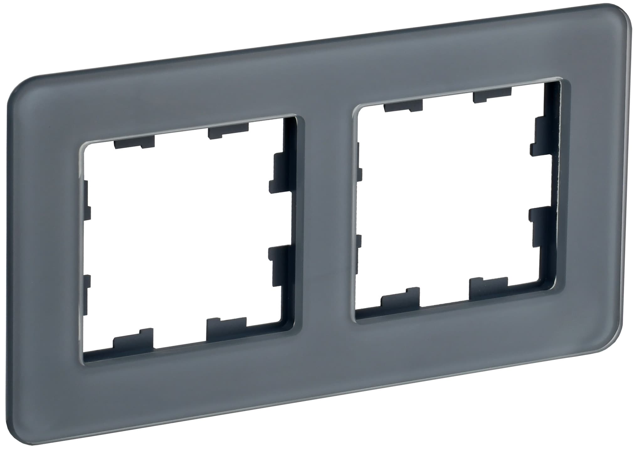 IEK BRITE DECOR Графит матовый стекло скругл.угол Рамка 2-м РУ-2-2-Бр RE