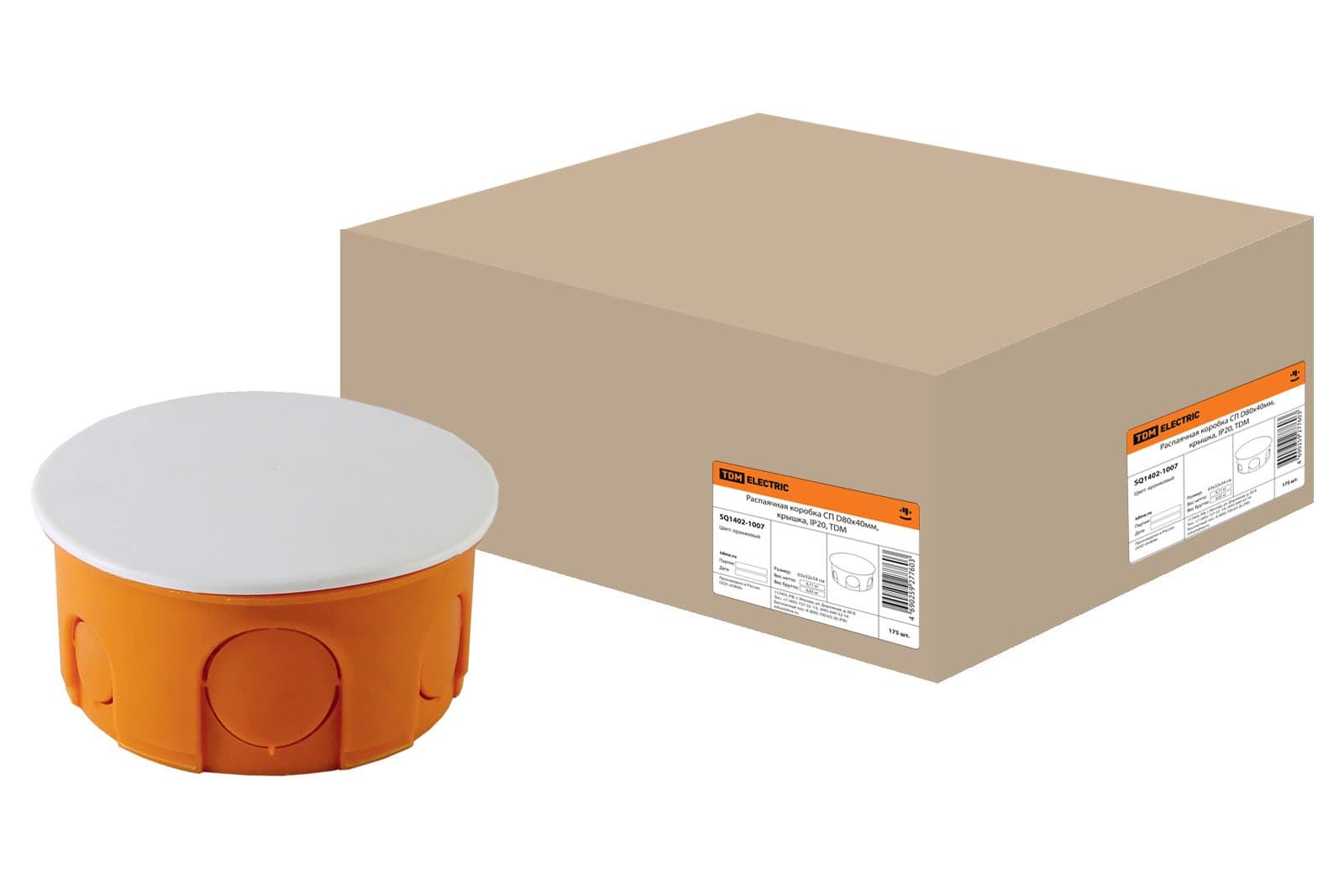 TDM Распаячная коробка СП D80х40мм, крышка, IP20, SQ1402-1007