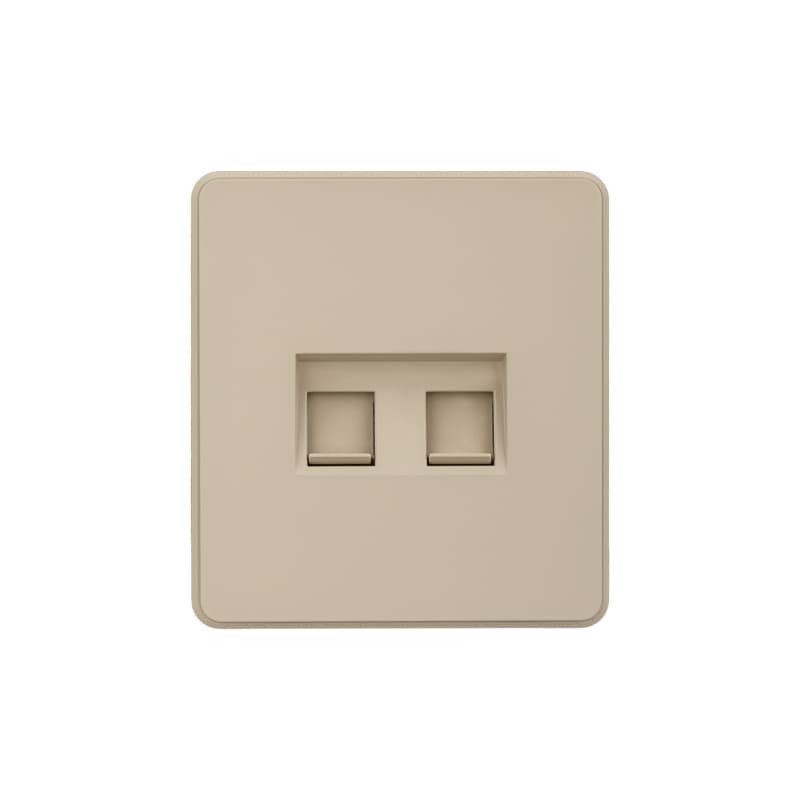 KRANZ ROUND Розетка компьютерная двойная RJ45+RJ45 кат6 с/у шелк, с 1-пост. рамкой