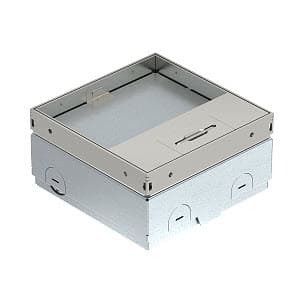 OBO Bettermann Лючок UDHOME-ONE с розетками (крышка с выемкой 15 мм) 140х140х75–105 мм, нагр. 15 кН, нерж. сталь 7368290