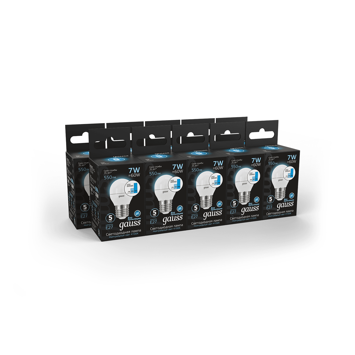 Gauss Лампа Шар 7W 550lm 4100K Е27 шаг. диммирование LED 105102207-S — миниатюра 7