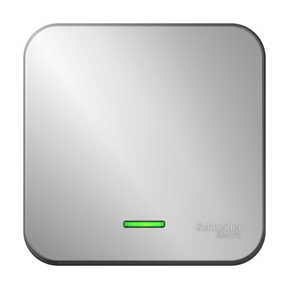 Systeme Electric Blanca наруж Алюминий Переключатель 1-клавишный с подсветкой 10А, 250B, изолир. пластина