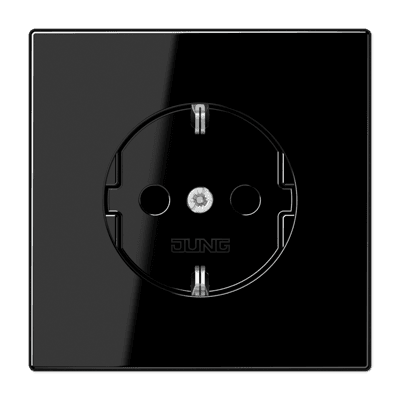 JUNG LS990 Черная Розетка штепсельная Schuko 16A, 250V, с защитой от детей LS1520KISW