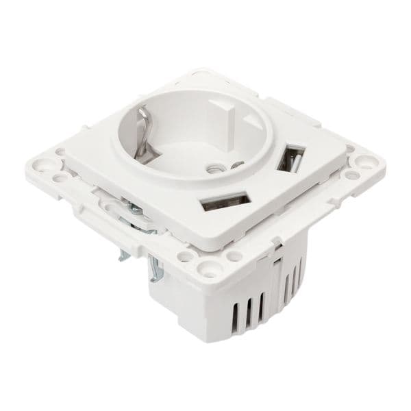EKF Стокгольм Механизм Розетки 1-местной с/з, USB 2A 16А винтовые клеммы белый с защ. штор — миниатюра 7