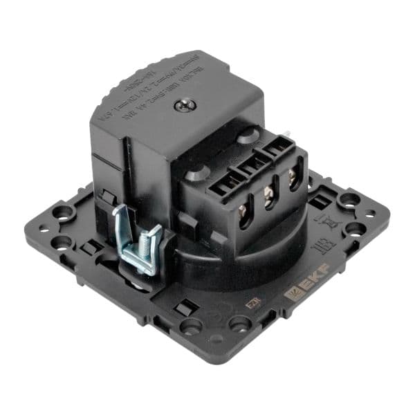 EKF Стокгольм Механизм Розетки 1-местной с/з, USB 2A 16А винтовые клеммы черный с защ. штор — миниатюра 8