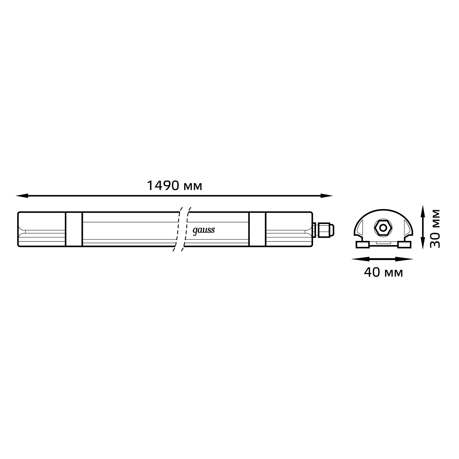 Gauss Светильник линейный ULTRACOMPACT 45W 4550lm 6500K 185-265V IP65 1490*40*30мм LED 143426345 — миниатюра 6