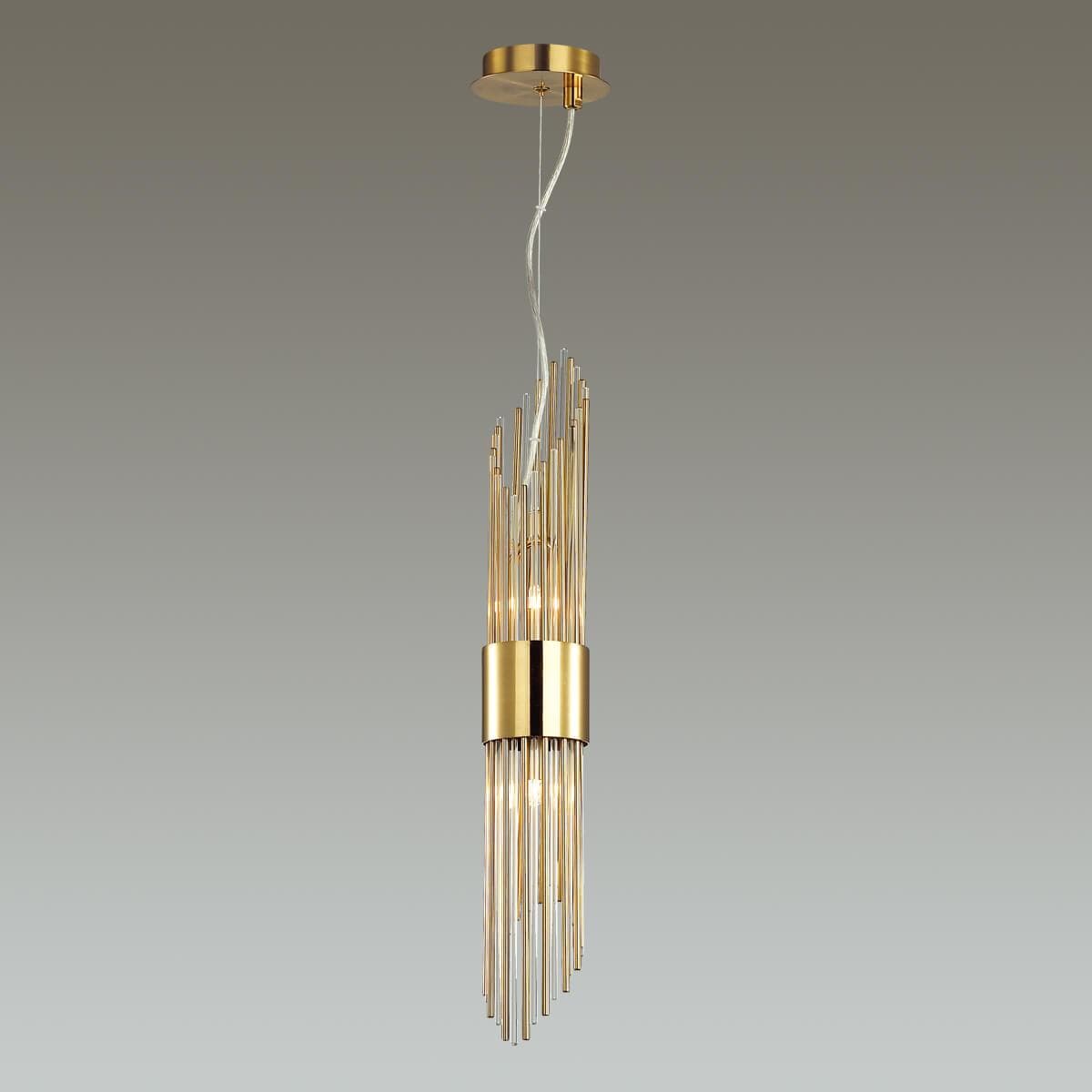 Odeon Light 4847/2 HALL ODL21 335 золото/металл/стекло Подвес G9 2*40W FLAMBI — миниатюра 3