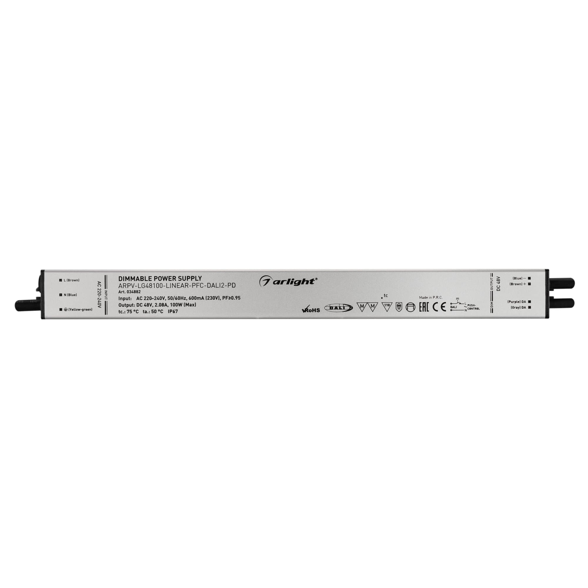 Arlight Блок питания ARPV-LG48100-LINEAR-PFC-DALI2-PD (48V, 2.08A, 100W) (IP67 Металл, 5 лет) 034882 — миниатюра 2