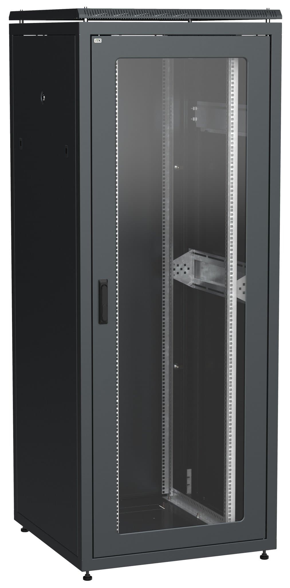 IEK LINEA N ITK 42U 800х800мм стеклянная передняя дверь,, задняяя металлическая черный LN05-42U88-GM