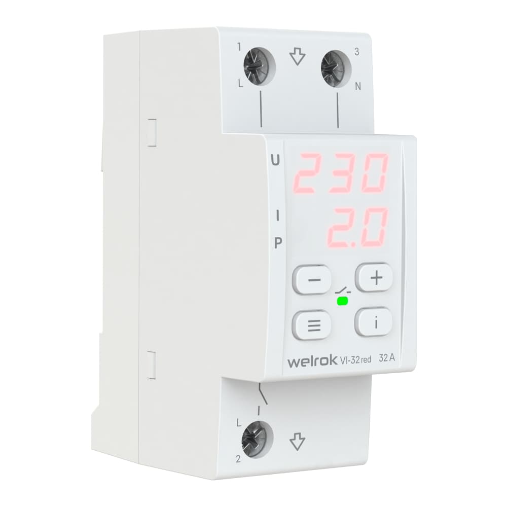 Welrok VI-32 red Реле напряжения с контролем тока — миниатюра 2