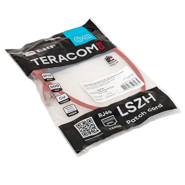 EKF Патч-корд TERACOM CS Cat.6A экранированный S/FTP оболочка LSZH красный (0,5м) — миниатюра 6