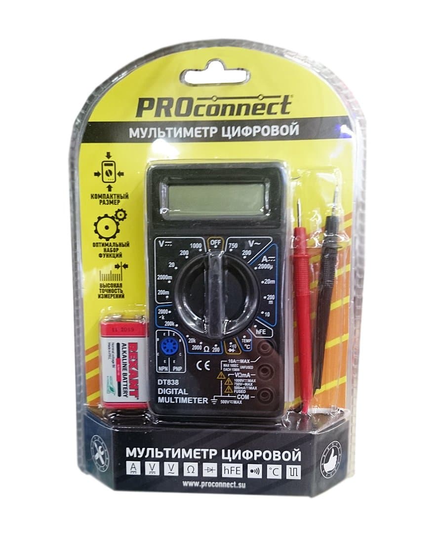 PROconnect Портативный мультиметр M838 (DT838) 13-3013 — миниатюра 2