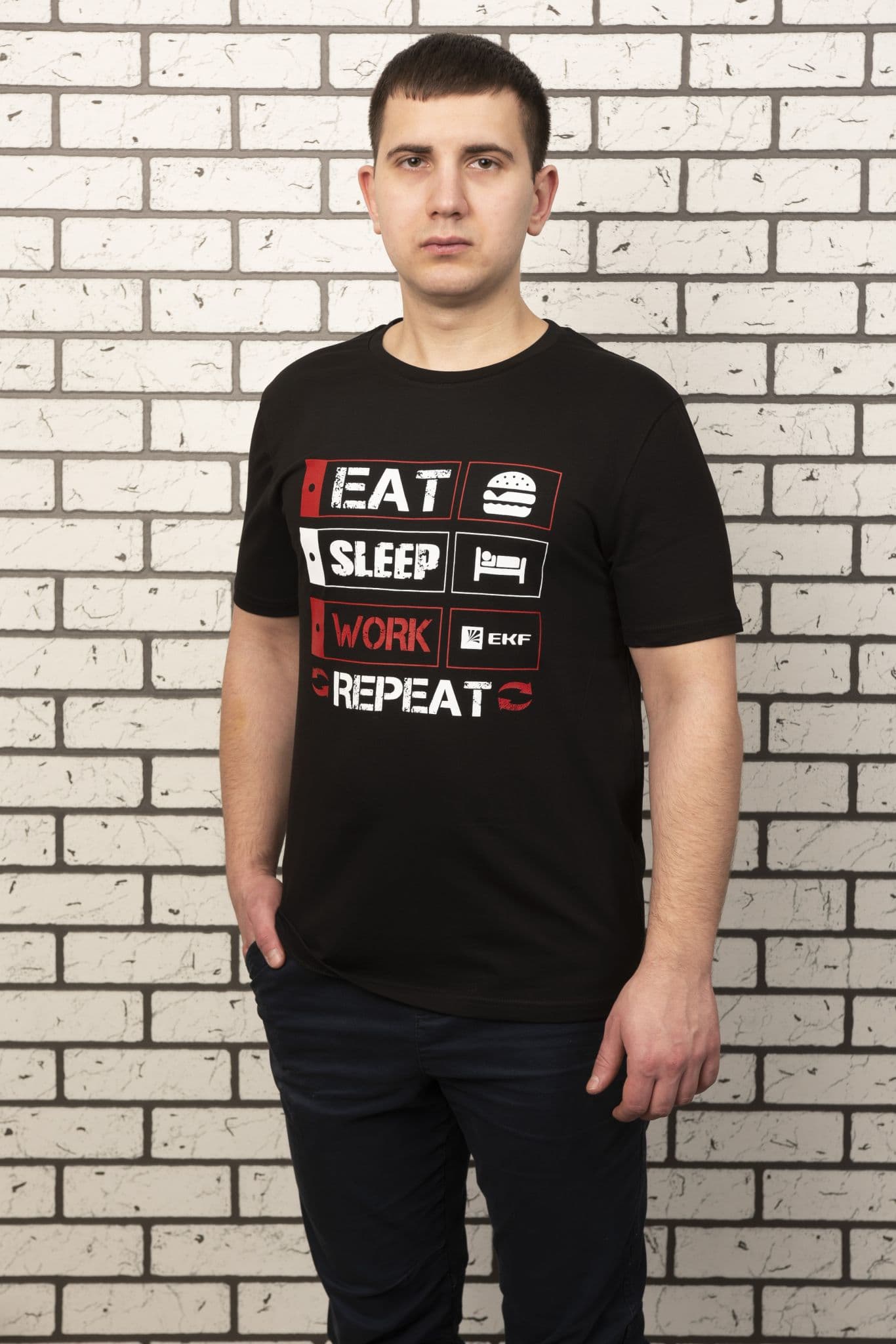 EKF Футболка черная EAT, SLEEP, WORK XL — миниатюра 3