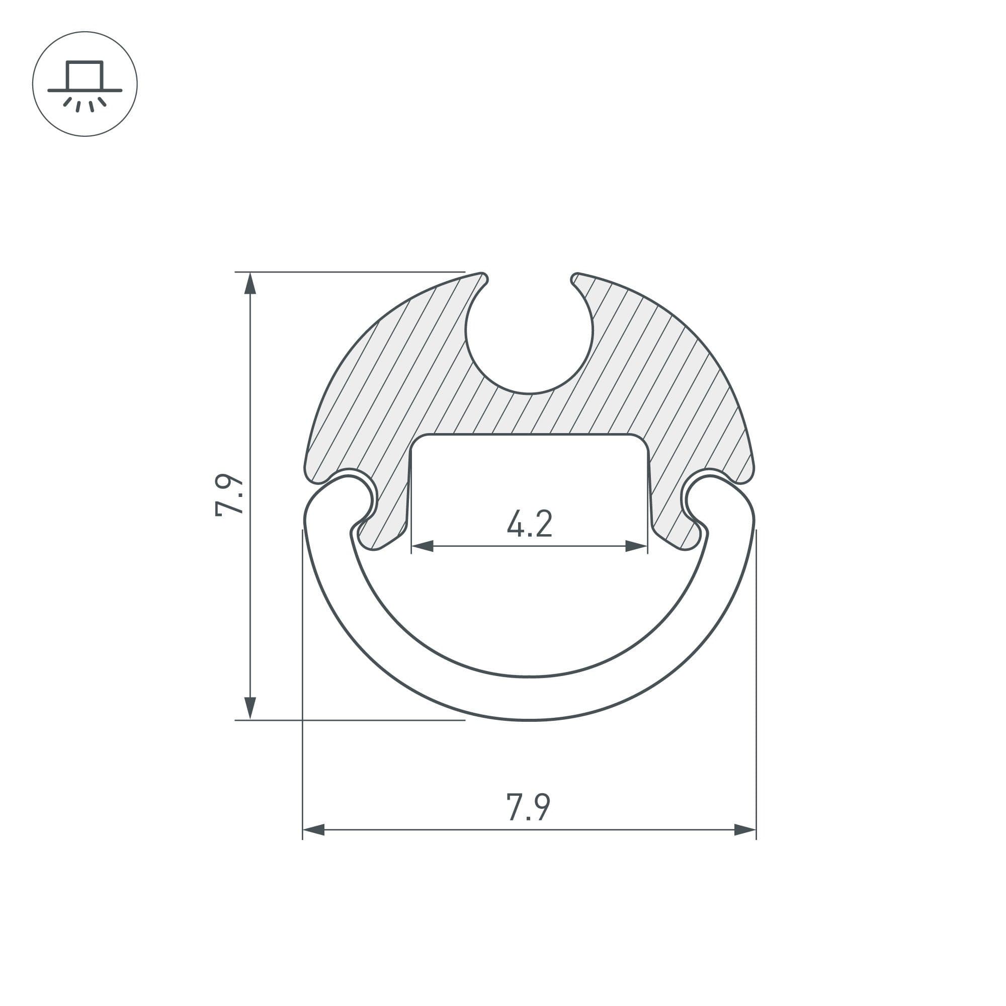 Arlight Профиль ARH-ROUND-D8-2000 ANOD (Алюминий) 036325 — миниатюра 4