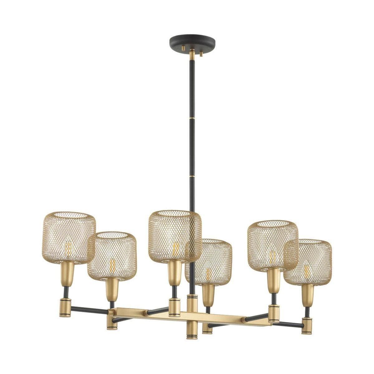 Odeon Light 4975/6 LOFT ODL22 475 черный/мат.золотой/металл.сетка Люстра E14 6*40W LECOLA — миниатюра 1