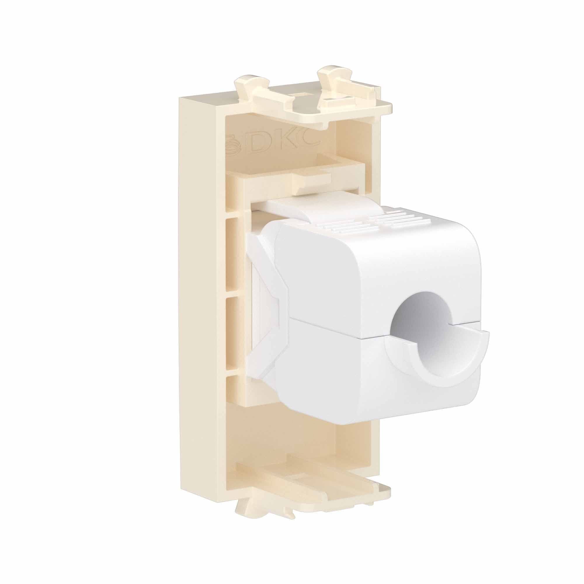 DKC Компьютерная розетка RJ-45 без шторки модульная, кат.6А, "Avanti", "Ванильная дымка", 1 модуль — миниатюра 3
