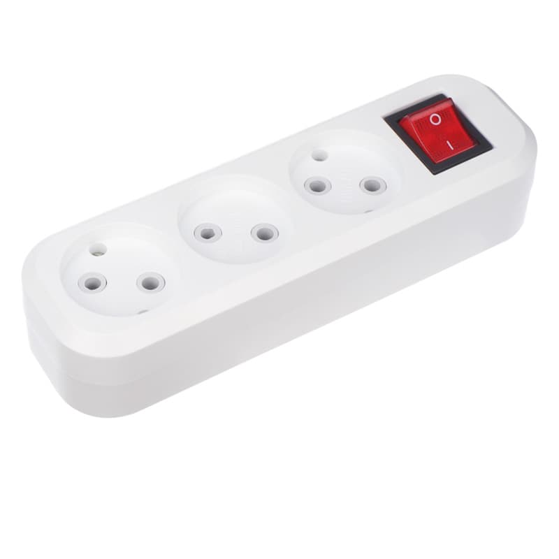 Колодка 3 гнезда с кнопкой без заземления Rexant 11-8705