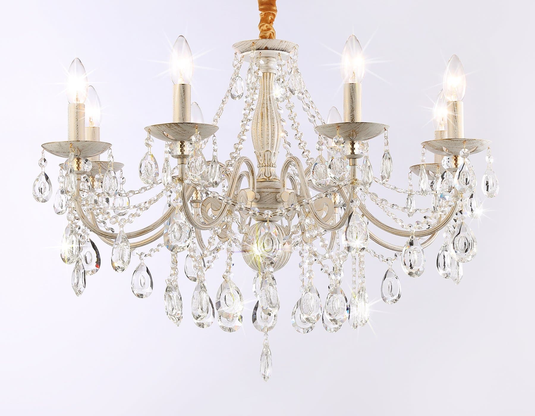 Ambrella Подвесная люстра с хрусталем TR4945/8 WH/GD/CL белый/золото/прозрачный E14/8 max 40W D715*555