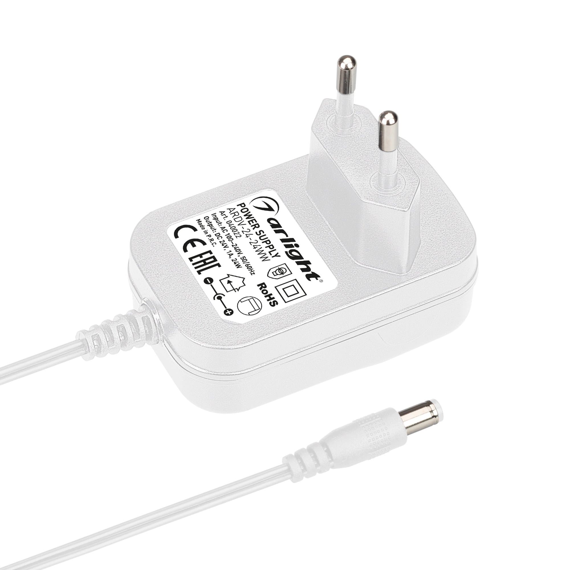 Arlight Блок питания ARDV-24-24WW (24V, 1A, 24W) (Адаптер, 3 года) 040022