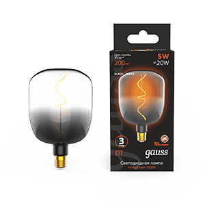 Gauss Лампа Filament V140 5W 200lm 1800К Е27 black-clear flexible LED 1008802105 — миниатюра 1