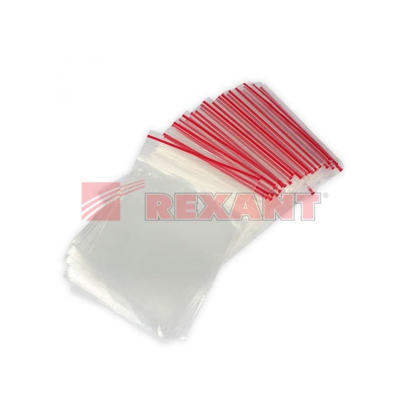 Пакеты с замком типа «Zip Lock» ПВД 8х12 см, 35мкм, (100 шт/уп) Rexant 09-7008