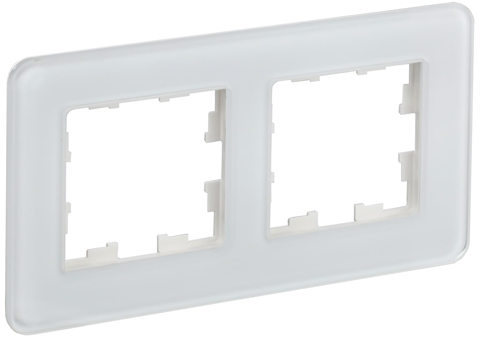 IEK BRITE DECOR Белый матовый стекло скругл.угол Рамка 2-м РУ-2-2-Бр RE
