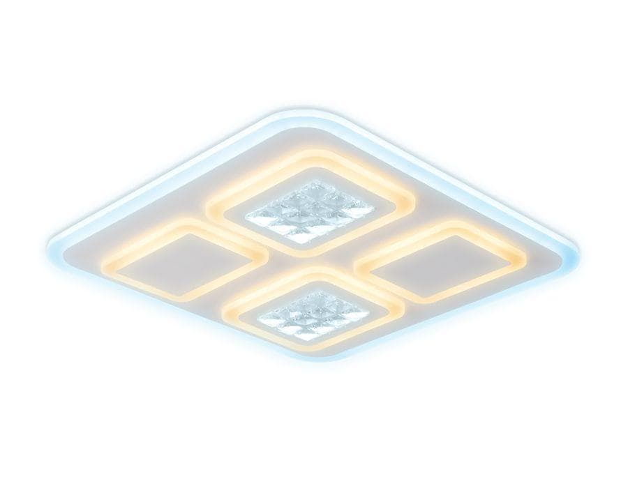 Ambrella Потолочный светодиодный светильник с хрусталем FA259 WH белый 118W 500*500*75 (ПДУ РАДИО 2.4) — миниатюра 2
