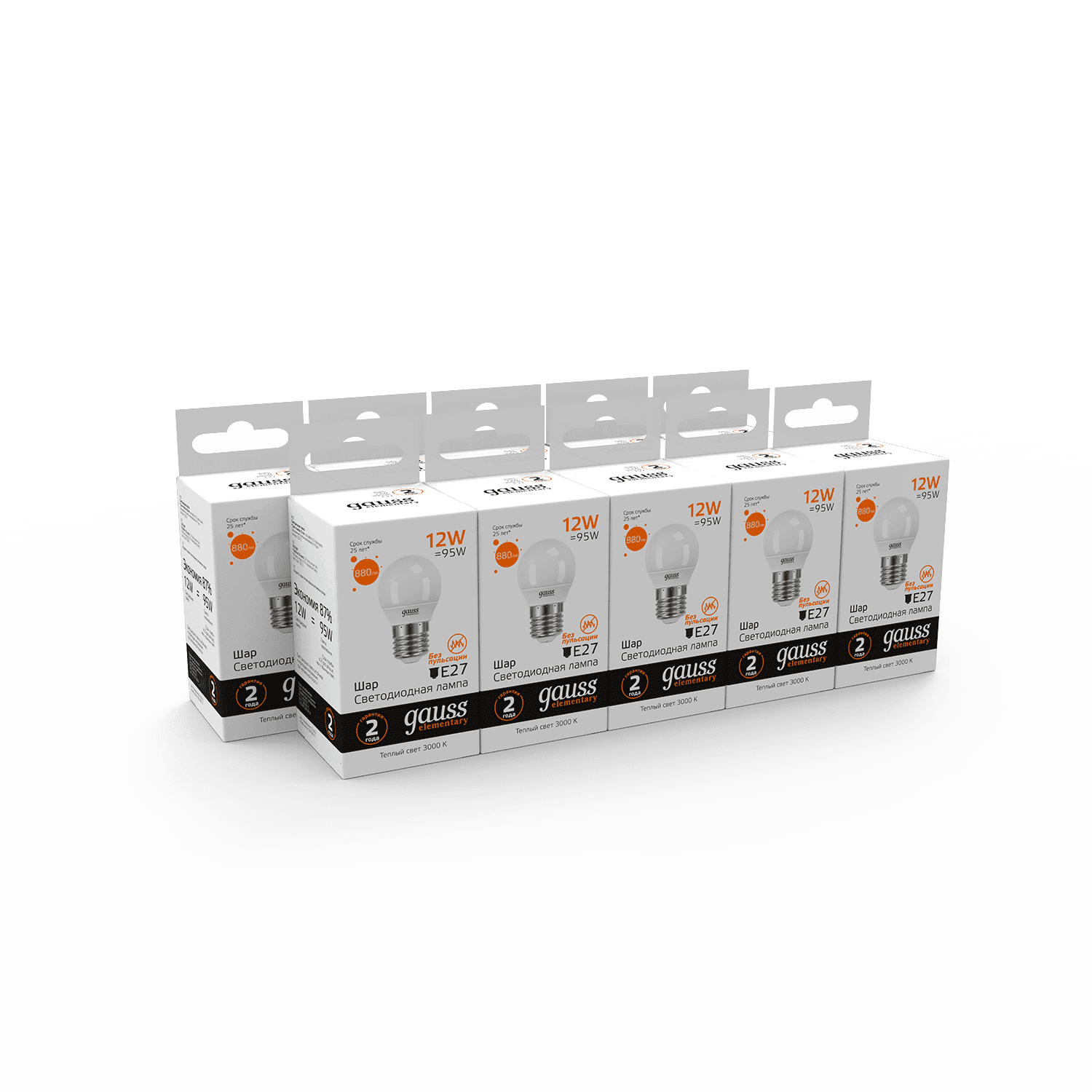 Gauss Лампа Elementary Шар 12W 880lm 3000K Е27 LED 53212 — миниатюра 6