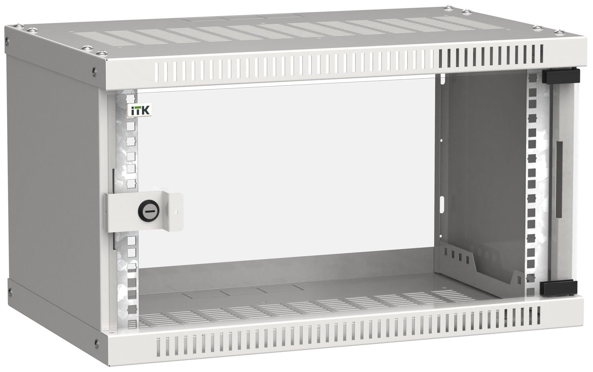 IEK LINEA WE ITK Шкаф LINEA WE 6U 550x350мм дверь, стекло серый LWE3-06U53-GF